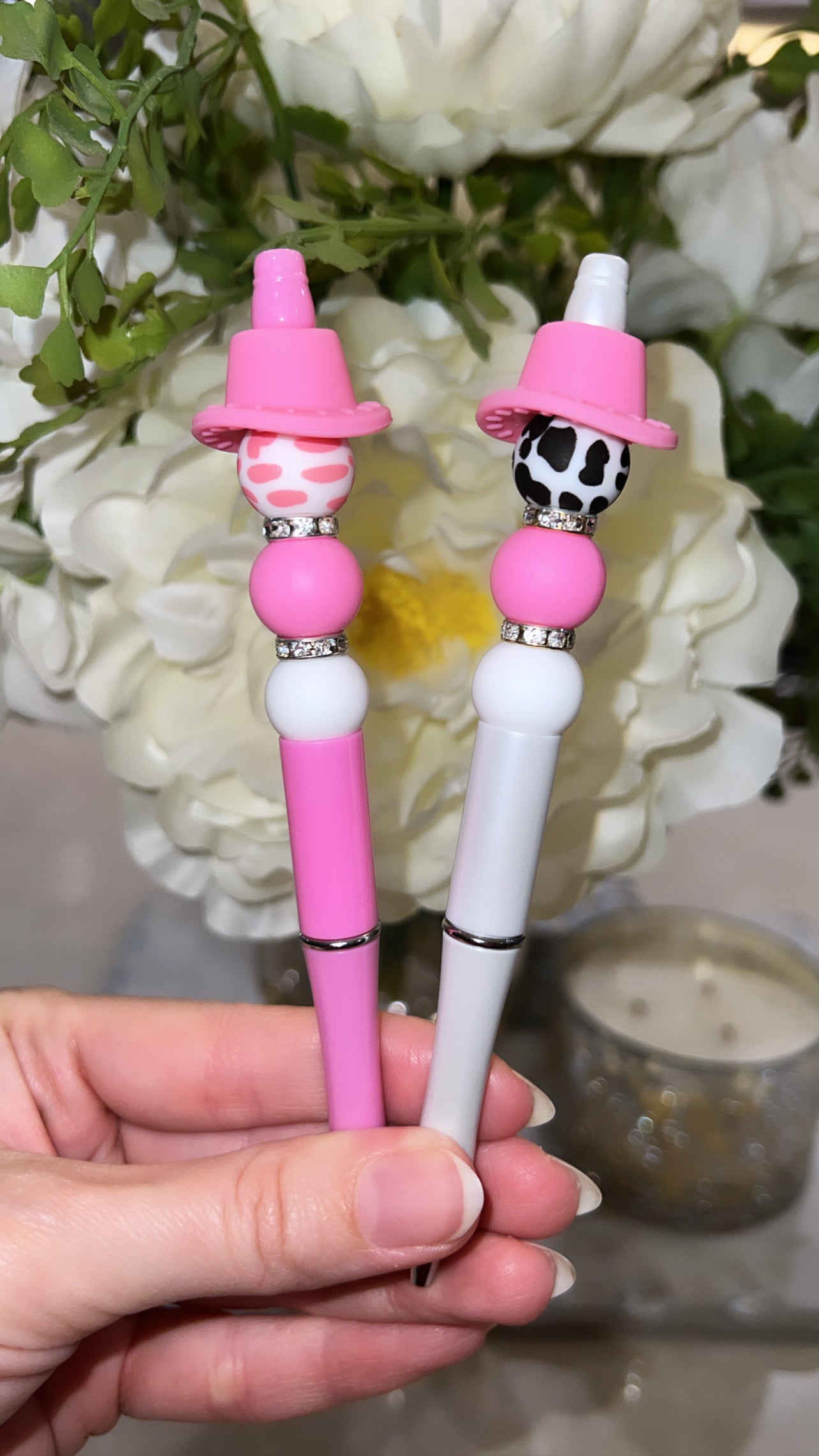 Cow Pen Silicone Beaded Pen Cow Cute Sensory Beads Silicone Beaded