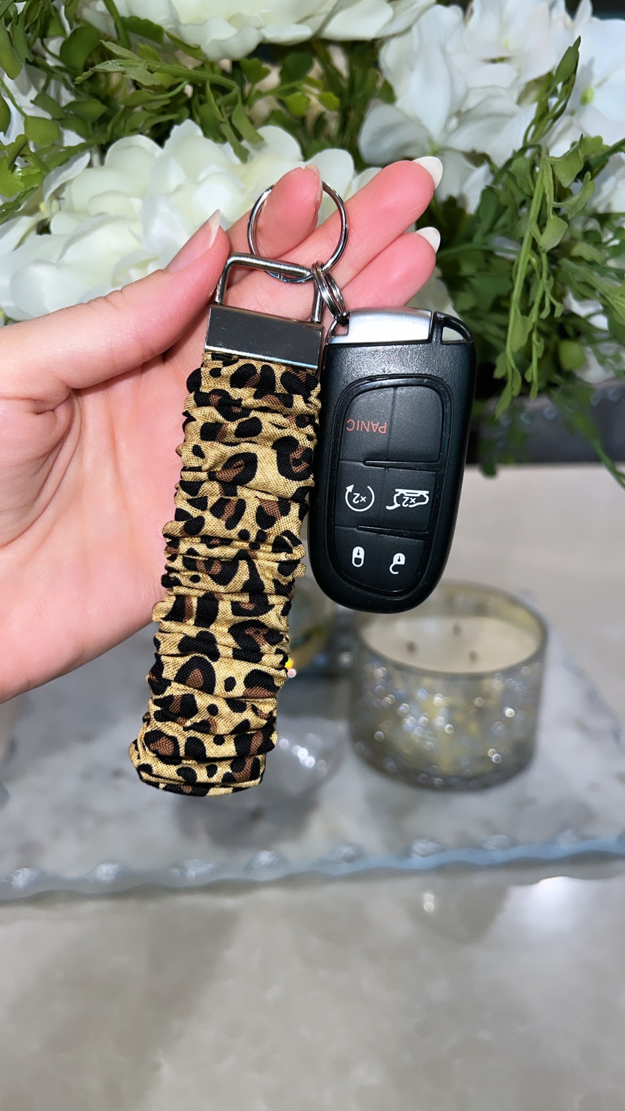 Animal Print Scrunchie Keychain