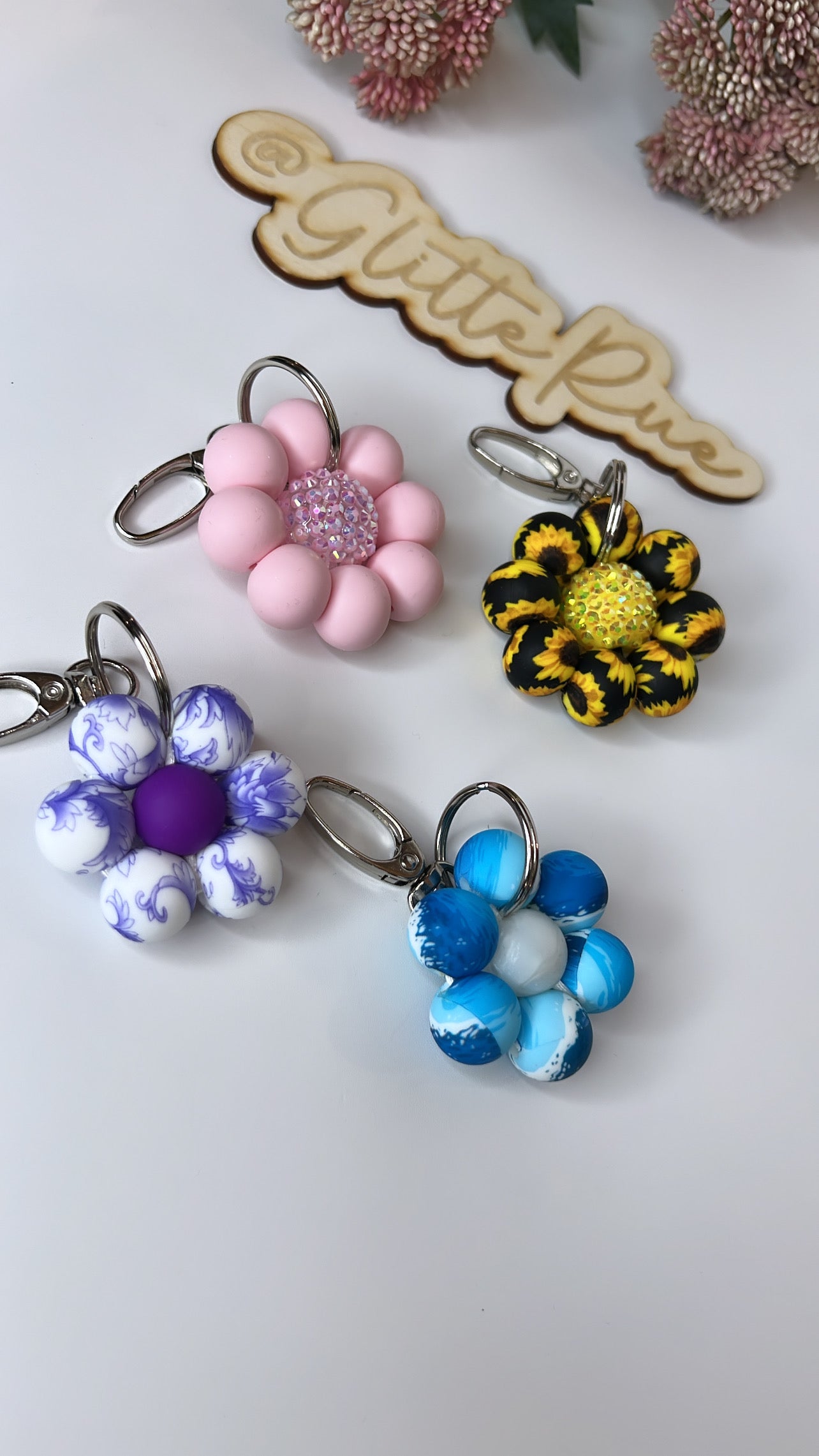 Flower Beaded Keychains