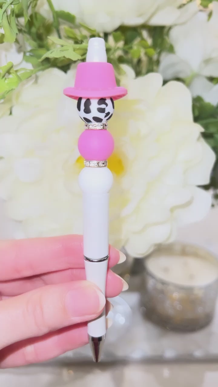 Cow Pen Silicone Beaded Pen Cow Cute Sensory Beads Silicone Beaded Cow Pen  Girly Gift Handmadecow Print Cow Print 
